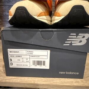 New Balance Cream and Orange Trail-Style Sneakers